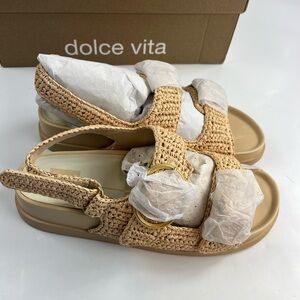 Dolce Vita NATURAL KNIT Women's Starla Crochet Sandals Size 8.5